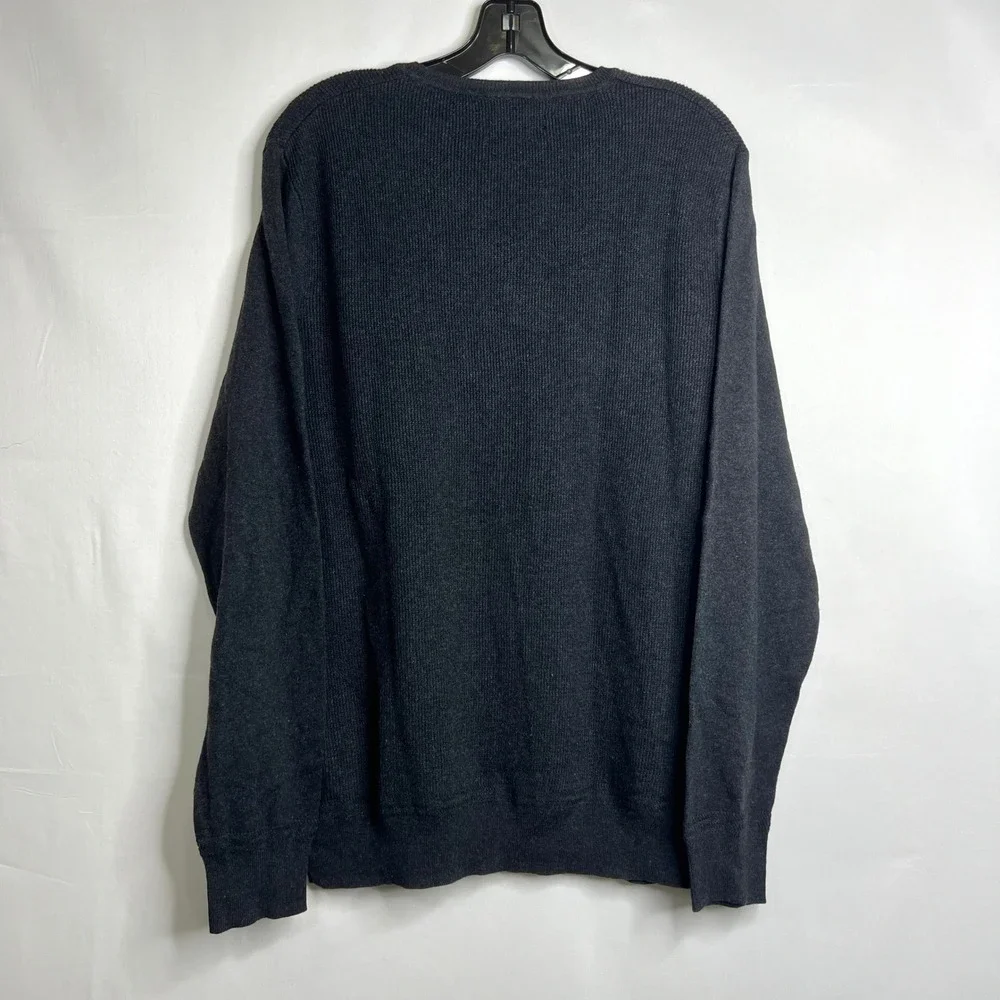 Marc Anthony Charcoal Crewneck Sweater Mens Large Slim Fit Luxe Tuck Stitch Crew